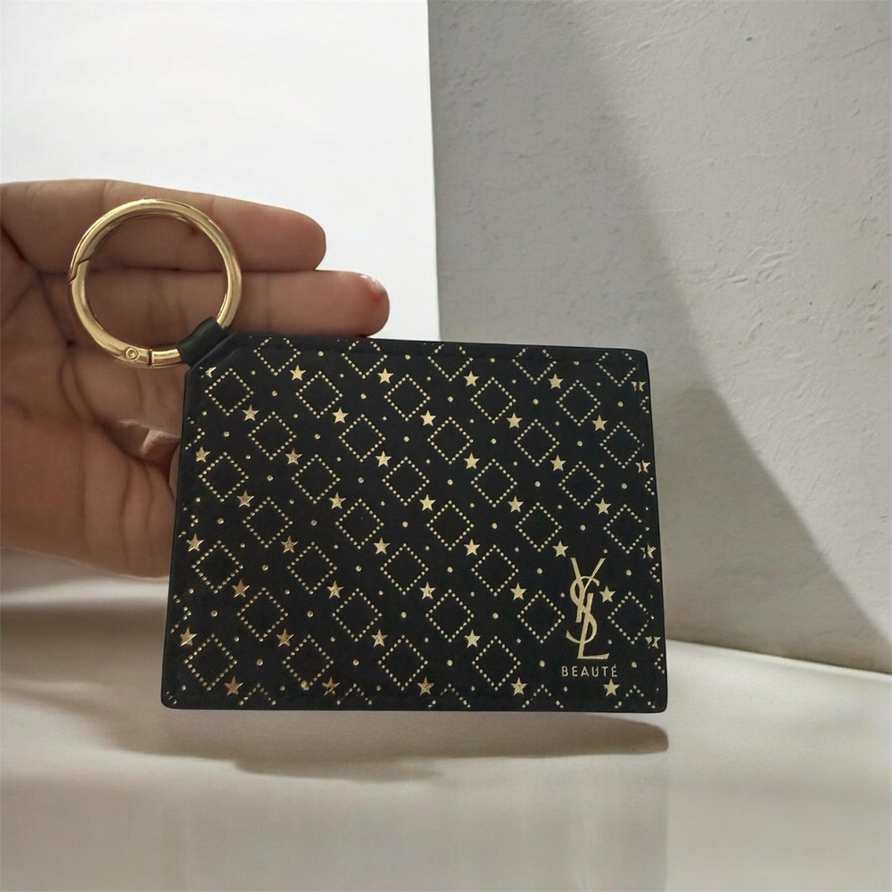 YSL-Yves Saint Laurent Beauty Black & Gold Keychain Mirror Compact GWP-NEW
